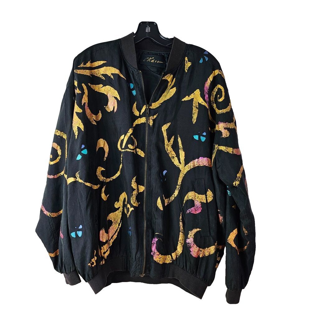 Vintage 90s Jacket Black Gold Art to Wear Womens Large Prince of Bel Air‎ Vegas